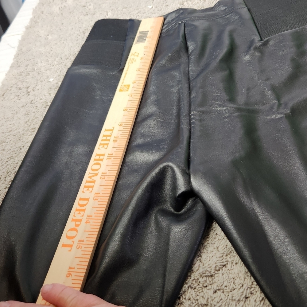 Women's High Waisted Faux Leather Leggings - A New Day Black S - Picture 8 of 13
